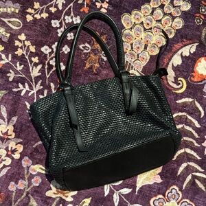 Cole Haan Black Woven Tote Bag